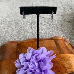 VINTAGE HOOP EARRINGS WITH LAVENDER STONES